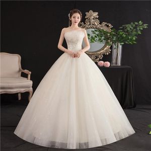 Andra bröllopsklänningar 2022 Klänning Sexig stropplös Champagne Applique -paljetter Plus Size Set Up Bridal Ball Gown Vestido de Noivaother