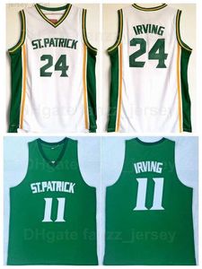 ST Patrick High School Basketball 24 Kyrie Irving Jerseys 11 Color White Away Green Team Stitching And Sewing Pure Cotton Breathable Sports Top Quality Men Sale