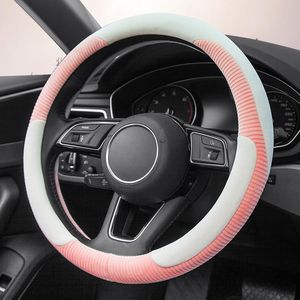 Steering Wheel Covers Cover Autumn Winter Plush Automobile Warm Silver Handlebar Colorful SplicingSteering CoversSteering