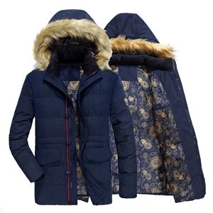 Jaqueta sólida de Winter Parka Men's Solid Cheel Gross Warm Casat Long capuz de casaco com capuz de pele de peles à prova de vento Moda de moda acolchoada 201128