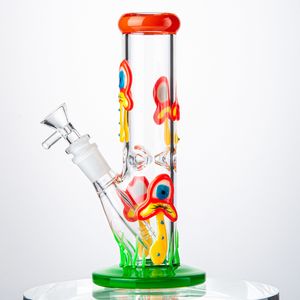 Wholesale Straight 3D Mushroom Style Hookahs Bongs Water Pipe 18.8mm Female Joint With Diffused Downstem Glass Bowl Perc Oil Dab Rig Hookah Glow In The Dark LXMD20104