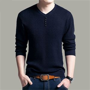 Sweathers de outono da primavera Pullover Men V Men Men Sweater Casual Manga Longa Marca Mens Slim Fit Knited Sweatters 220817