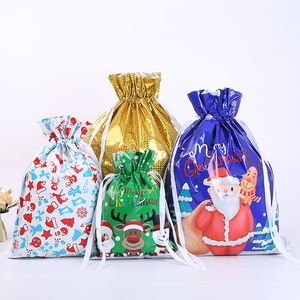 2023 Nya juldekorationer Gift Wrap DrawString Bag Aluminium Foil Candy Packaging Bag