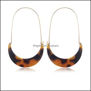 Dingle ljuskronorörhängen smycken mode leopard varumärke design akryl acetat sköldpaddsskal halvmåne stor krok harts drop örhänge för wo