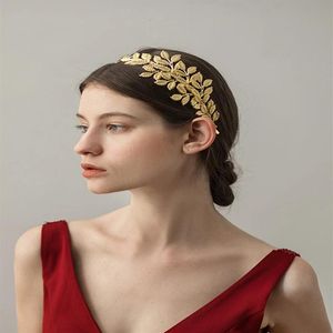 Zeytin Yaprağı Saç toptan satış-Yunan tanrıçası saç asma tiara gelin zeytin taç kafa bant altın yaprak şube başlık Roma düğün takı aksesuarları i