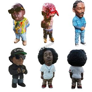 10CM Hip Hop Singer Resin 2 Statue Pac Figurines Rapper Star Sculpture Modern Art Resin Crafts for Desktop Decoration Home Decor 220525