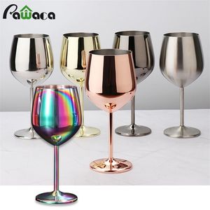 500ml 304 Stainless Steel Single Layer Goblet Red Wine Glass Colorful Large-capacity Drum-shaped Drop-resistant Wine Glass 210326