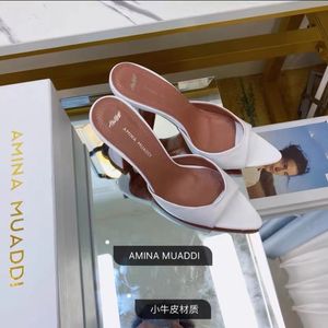 Amina Muaddi Designers Best-Quality Womens Heels Sandálias High He Eled Sapatos Apontados Toesl Crysta Buckle Verão Vestido de Noiva Heel Strap Couro Genuíno TWFP