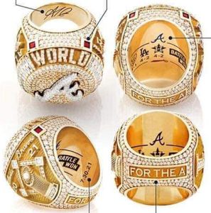 Top klass AAA Spelare Namn Ring Soler Freeman Albies World Series Baseball Braves Team Championship Ring With Wood Display Box Souvenir Mens Fan Gift De