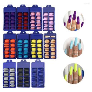 False Nails 100 PCs Dicas de unhas Francês Longo Cobertura completa Design de caixão fosco misturado Tamanhos diferentes Ferramenta de arte multifuncional Prud22