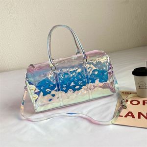 Jiomay Women Shalledw Bag PVCデザイナー財布とハンドバッグの女性買い物客ファッションカジュアルマルチカラーレーザーゼリークロスボディバッグ220517