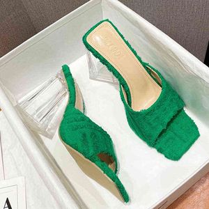 2022 الصيف النساء الأحذية عالية الكعب الأخضر كودري الأحذية الصنادل النساء الكعوب الخضراء زائد حجم النساء الأحذية 43 الصنادل الحديثة Y220409