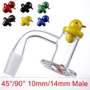 Wholesale Unique Beveled Edge Smoking Accessories Blender Spin Quartz Banger With Duck Carb Cap Glas Ruby Pearls 10mm 14mm Male 45 90 Degree Nails