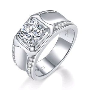 Man S925 Обручавшие ювелирные изделия Moissanite Mens 925 Серебряные обручальные кольца стерлингов