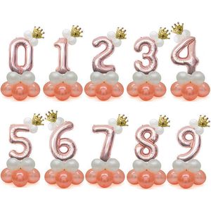 Frohe Weihnachten 1 2 3 4 5 6 7 8 9 Rose Gold Anzahl Folienballons Digital Latex Helium Ballon Set Hochzeit Baby Dusche Geburtstag Party Großhandel