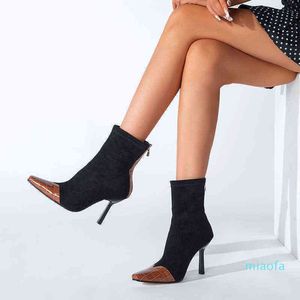 Botas de tornozelo de luxo de luxo de luxo de salto feminino