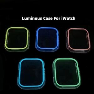 Caixa de relógio luminosa para Apple Watch 41mm 45mm 44mm 42mm 40mm 38mm Half Half Pack PC Tampa Iwatch 7 6 5 4 3 SE Acessórios para banda de vigilância