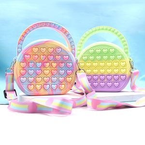 Fidget Toy Decompression Toys Purse Rainbow Bubble Bag Press Messenger Bag Children's Cute Mini silicone Wallet