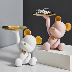 ingrosso Decorazione Per La Casa Per Tavoli-Nordic creativo orso figurines vassoio home decor accessori accessori resina stoccaggio soggiorno tavolo decorazione regali