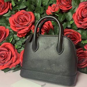 Shell Tote Bag Ville Mini Handväska Metaliserad krokodil präglade rosa svartvita korn lyxdesigner läder crossbody plånbok