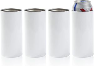 Süblimasyon Boşlukları Can İzolatörü 16 OZ Beyaz Düz Tumbler Seyahat Kupası Bira Tutucu Paslanmaz Çelik Vakum Yalıtımlı Boylu CANS için Soğutucu 0422