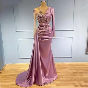 2022 Mermaid Evening Dresses Sheer V Neck Appliqued Beaded Long Sleeve Formal Prom Party Second Reception Special Occasion Gowns bc12922 C0518993