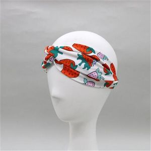 Top Quality Mulheres Elásticas Headbands Moda Lenço Designer Senhoras Morango Impressão Headscarf Menina Turbante Jóias De Cabelo