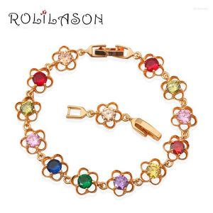 Link Chain Gold Tone Charm Bracelets Zircon & Beautiful Color Crystal Health Nickel Lead Free Fashion Jewelry TB389Link LinkLink Lars22