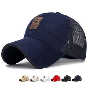 Solide Baumwolle Trucker Baseball Cap Männer Mesh Atmungsaktive Sonnenschutz Caps Label Stick Snapback Sonnenhut Sommer Outdoor Sport Golf Hut