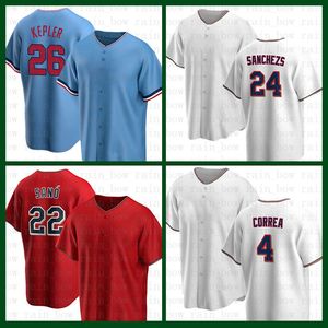 Maglia da baseball Twins Max Kepler 2022 Gary Sanchez Miguel Sano Carlos Correa Harmon Killebrew Francis Peguero Luis Arraez Sonny Grey Byron Buxton Kirby Puckett