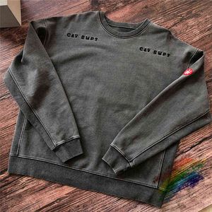 Kalın Batik Koyu Gri Cavempt C.E19AW Tişörtü Crewneck Erkek Kadın En Kaliteli Yıkama Cavempt Cav Empt Hoodie T220721