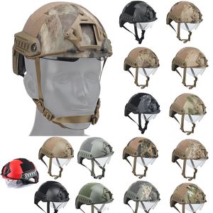 MH Fast Tactical Helmet with Goggles Outdoor Equipment Airsoft Paintabll Shooting Helmet Head Protection Gear ABS Simple VersionNO01-006