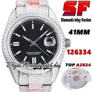 SF Latest bl126334 A2824 Automatic Mens Watch tw126333 ew116300 Stick Markers Dial Diamond Bezel 904L Steel Iced Out Diamonds Bracelet eternity Jewelry Watches