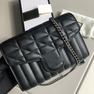 Ny 2022 Mini Plaid Designer Bag for Women Crossbody Chest Desginers Chain Bags Ladies Outdoor Real Leather Handväskor Totes Storlek 20x13x6cm