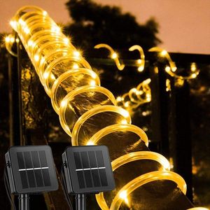 Strings Pack Solar Rope String Lights Outdoor 50/100 Led Waterproof Fairy 8 Modes PVC Tube For Patio Yard DecorLED