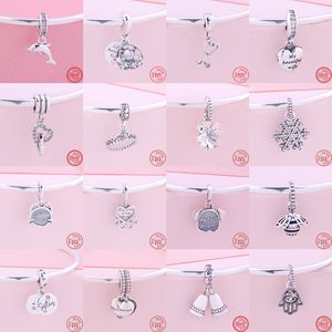 925 Silber Fit Pandora Charm 925 Armband Freund Familie Schloss Schlüssel Blume Baumeln Charms Set Anhänger DIY Feine Perlen Schmuck