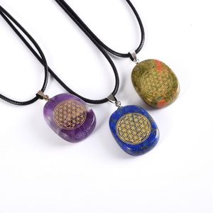 Collane a ciondolo Flower of Life Natural Crystal Sculpture Collana Ancient Egitto Occulto Gioiello