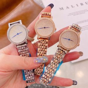 最高品質のファッション女性時計アイスアウトケースシニーダイヤモンドローズゴールドレディウォッチ30mmステンレススチールオリジナルクラスプカジュアルドレス腕時計モントルデラックス