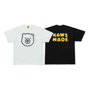 Made Khuman Co Branded Bear Head Printed Bamboo Cotton Round Neck Loose Men's and Women's Short Sleeve T-shirt