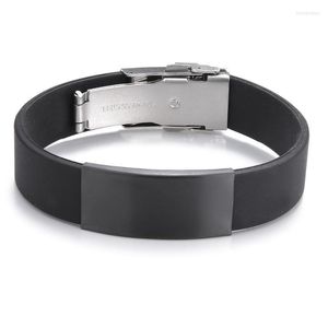 Charm armband mode glamour smycken rostfritt stål svart silikon armband vintage titangummi för kvinnor pulserascharm inte22