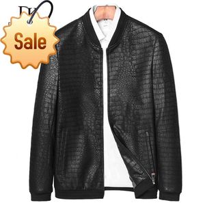 男性のためのブランドレザージャケット本物のシープスキンコートワニパターンファッションメンズコートとジャケットJ1718