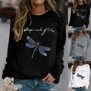 Women's Sweaters Loose Sweatshirts Women Casual Lady Pullovers Long-sleeved Sweatshirt Blouse Oversize Hoodies Black Dragonfly