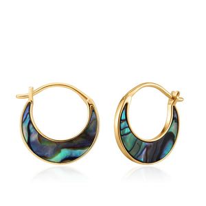 Hoop & Huggie 14k Gold Silver Color Vintage Inlaid Abalone And Shell Earrings Earring For Women Party JewelryHoop &Hoop