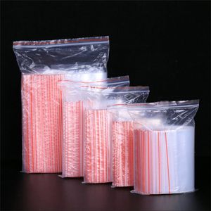 100pcs/pack Clear Reclosable Jewelry Zip With Lock Bag Plastic Self Adhesive Zipper Bag PE Pouch Poly Clear Bags