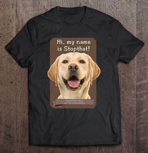Namen Lustig großhandel-Herren T Shirts Mein Name ist Stopdat Funny Hyper Yellow Labrador Hund T Shirt für Männer T Shirts Vintage Clothing Manga