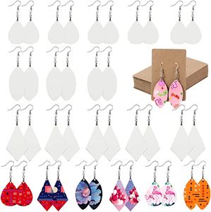 DHL SHIP Sublimation Blank Earrings Bulk Heat Transfer Earrings Unfinished Wood Transfer White Earring with Hooks for DIY Jewelry Making c0417Q on Sale