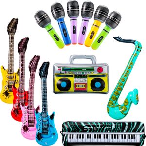 Sonstiges Partyzubehör für Veranstaltungen, 13 Teile/los, aufblasbares Rockstar-Spielzeug-Set, 1 Radio, 4 Gitarre, 6 Mikrofone, Saxophon, Tastatur, Klavier, Requisiten, F amaAo