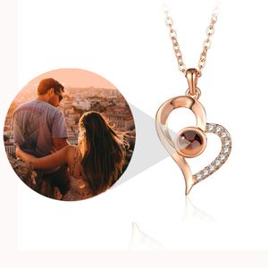 Custom Photo Projection Necklace for Mom Mothers Day Gift Lover Women Love Heart Personalized DIY Picture Name Memory Couple Valentine Jewelry Birthday Gifts