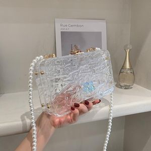 HBP Transparent Box Acrylic Bead Chain Small Square Bag 2021 Korean Version of Soft Girl Fashion Shoulder Crossbody Bags