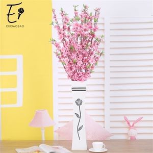 Erxiaobao 10 adet lot 120 cm Pembe Kırmızı Şeftali Çiçeği Kiraz Yapay Çiçekler Sahte İpek Çiçek Ev Dekoru LJ200910